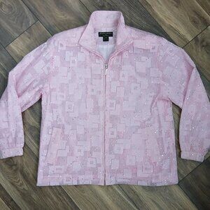 (EUC) Women's Sequin Light Jacket (Pink)